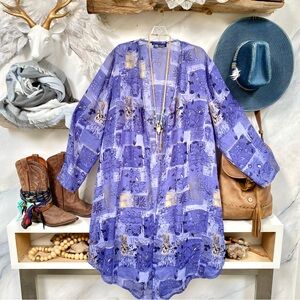 Rare periwinkle duster w southwestern shabby chic beach resort vacay vibe